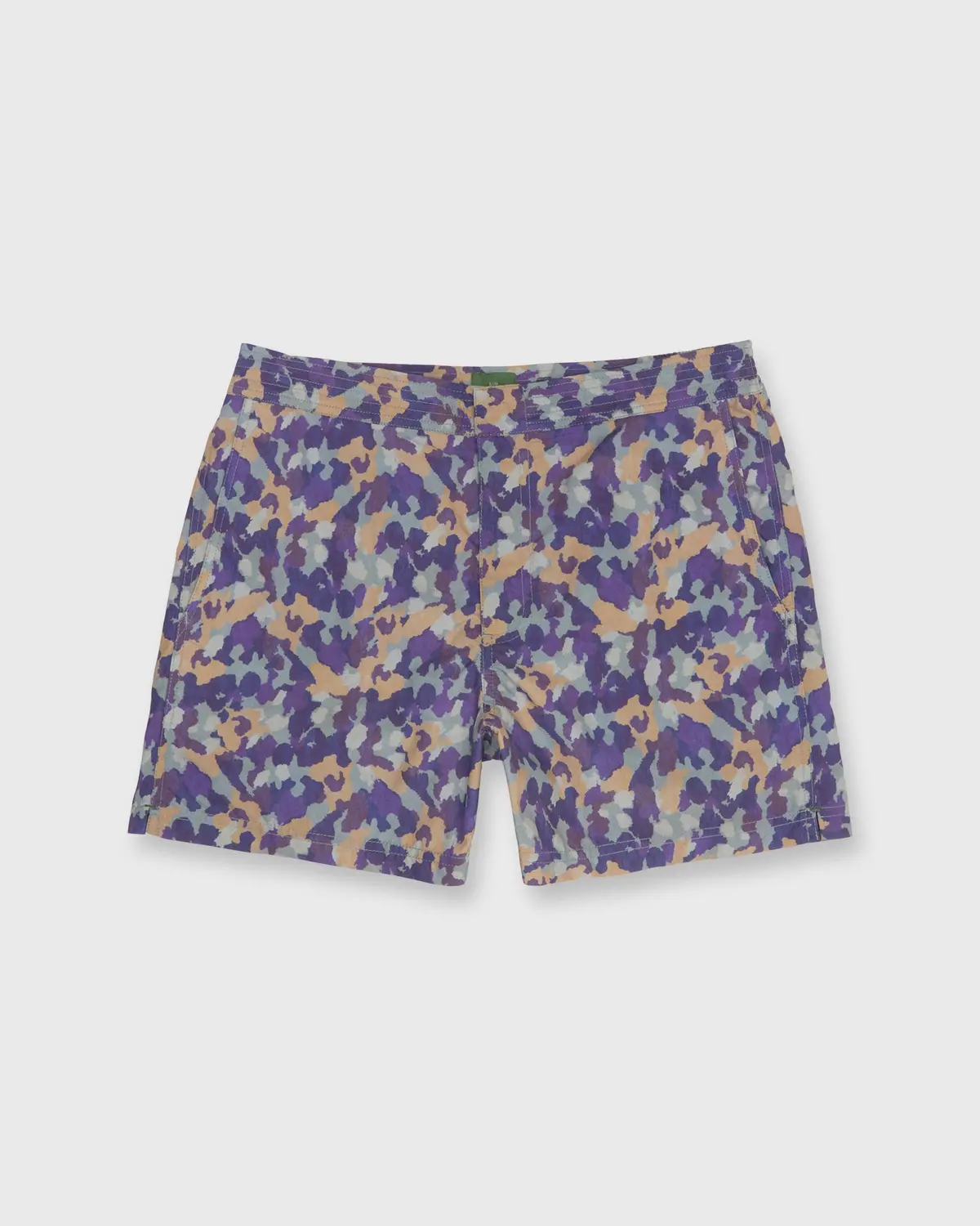 Zip-Front Standard Swim Short In Green/Navy/Brown Camo Printed Nylon 1