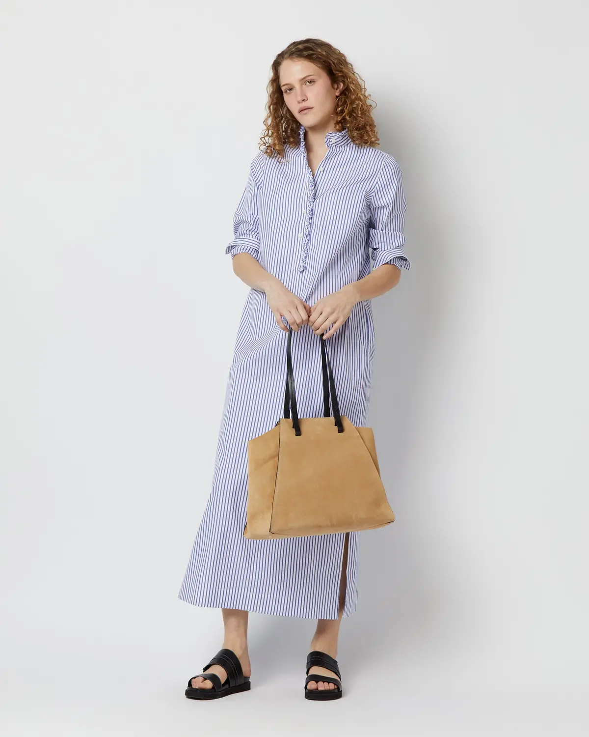 Evie Tote In Camel Suede 2