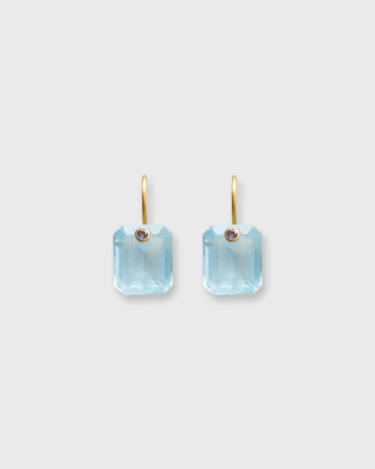 Rectangular Gem Earrings In Milky Aquamarine/Tanzanite 1