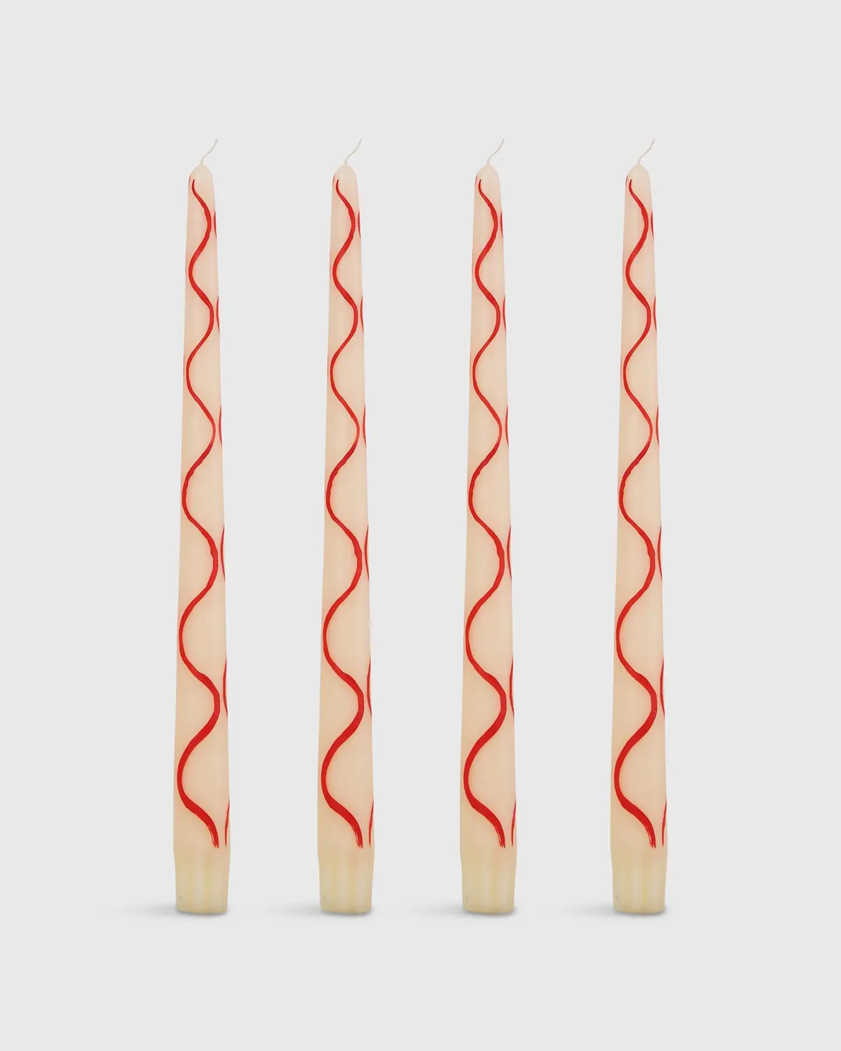 Hand-Painted Taper Candles (Set Of 4) In Red 1