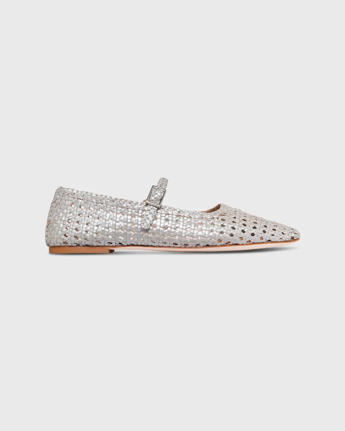 Handwoven Mary Jane In Silver Leather 1