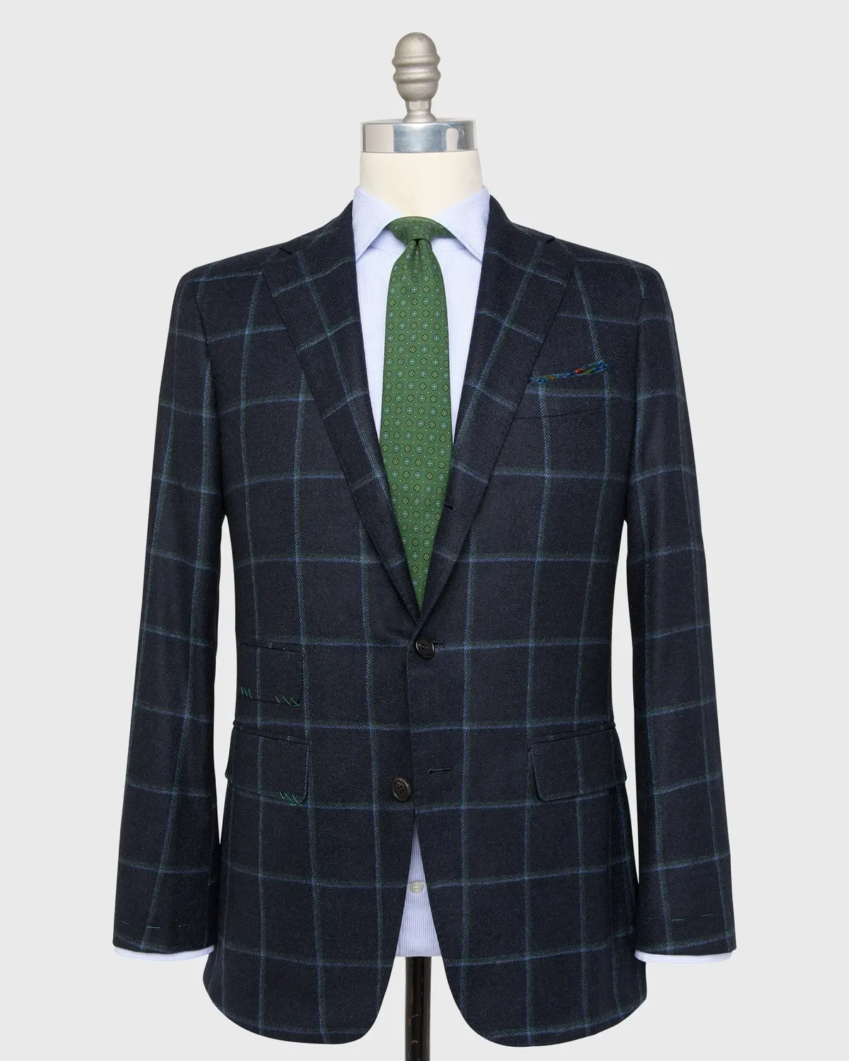 Virgil No. 3 Jacket In Navy/Spruce/Blue Windowpane Brushed Twill 1