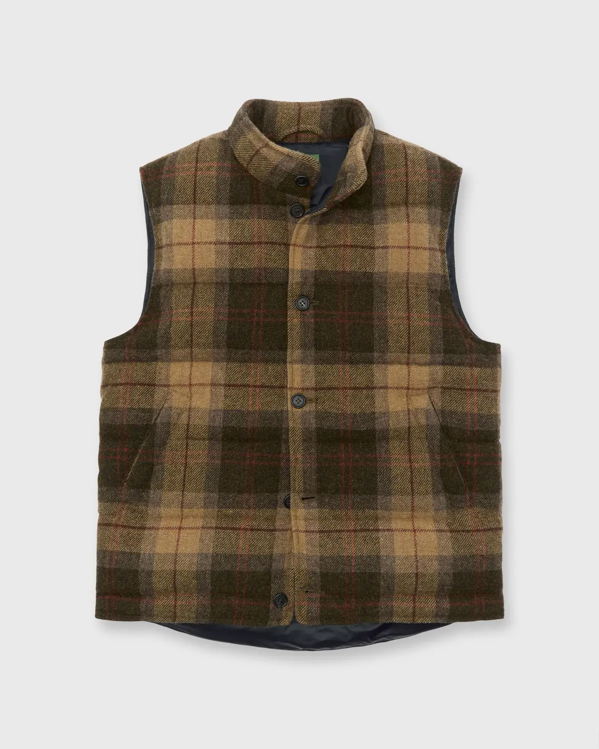 Cashball Vest In Khaki/Brown/Red Plaid Tweed 1