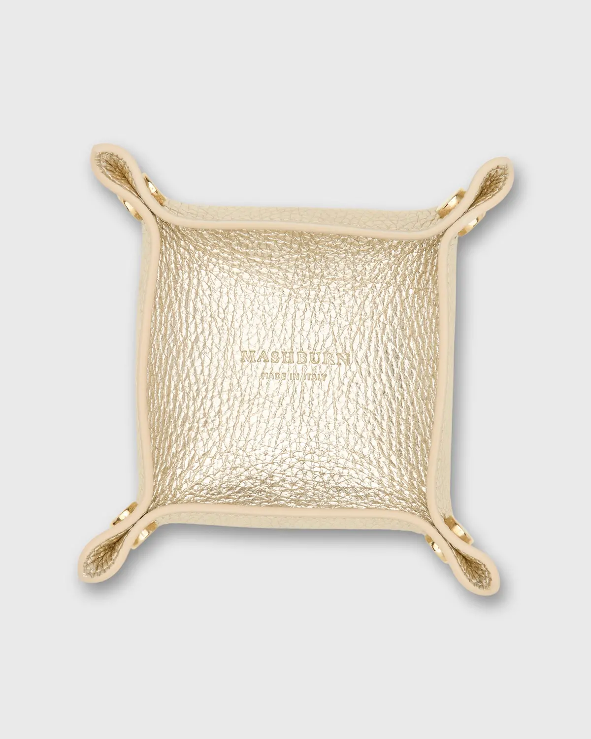 Small Square Tray In Platino Leather 1