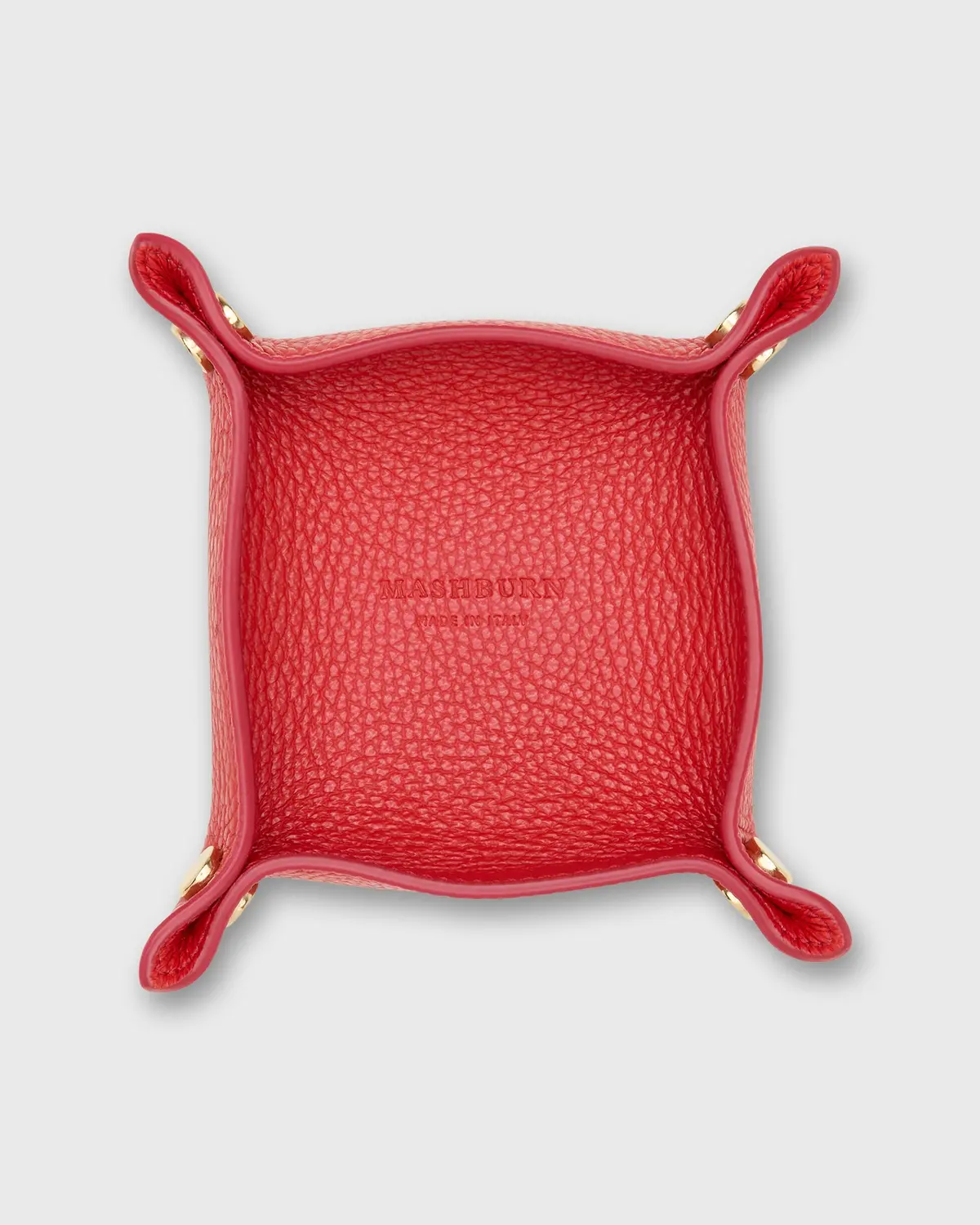 Small Square Tray In Poppy Leather 1