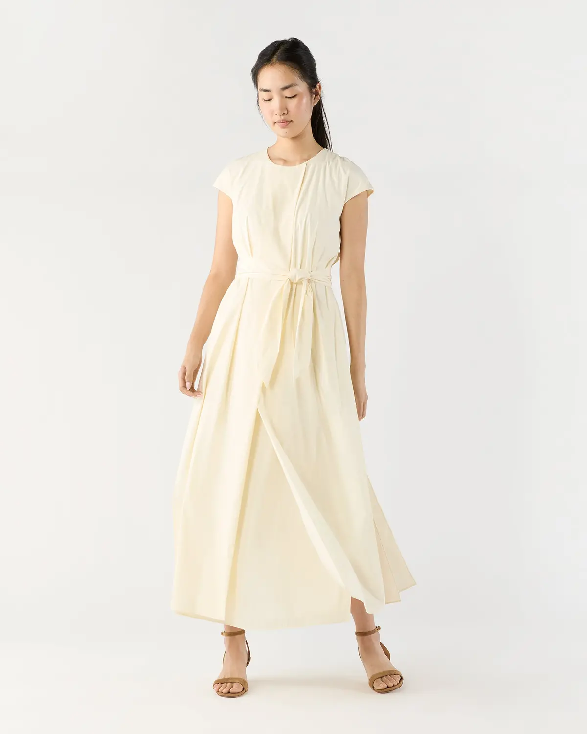 Scarlett Dress In Natural Paperweight Stretch Poplin 1