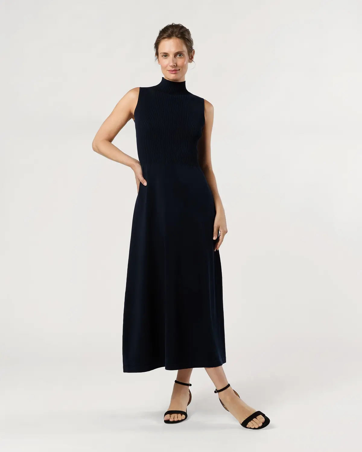 Charlotte Dress In Navy Ice Cotton 1
