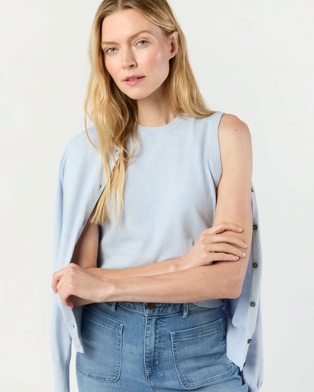Rosie Shell In Heather Sky Cotton/Silk 1