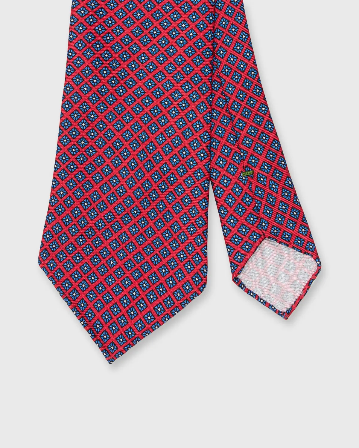 Silk Print Tie In Red/Blue Square 1