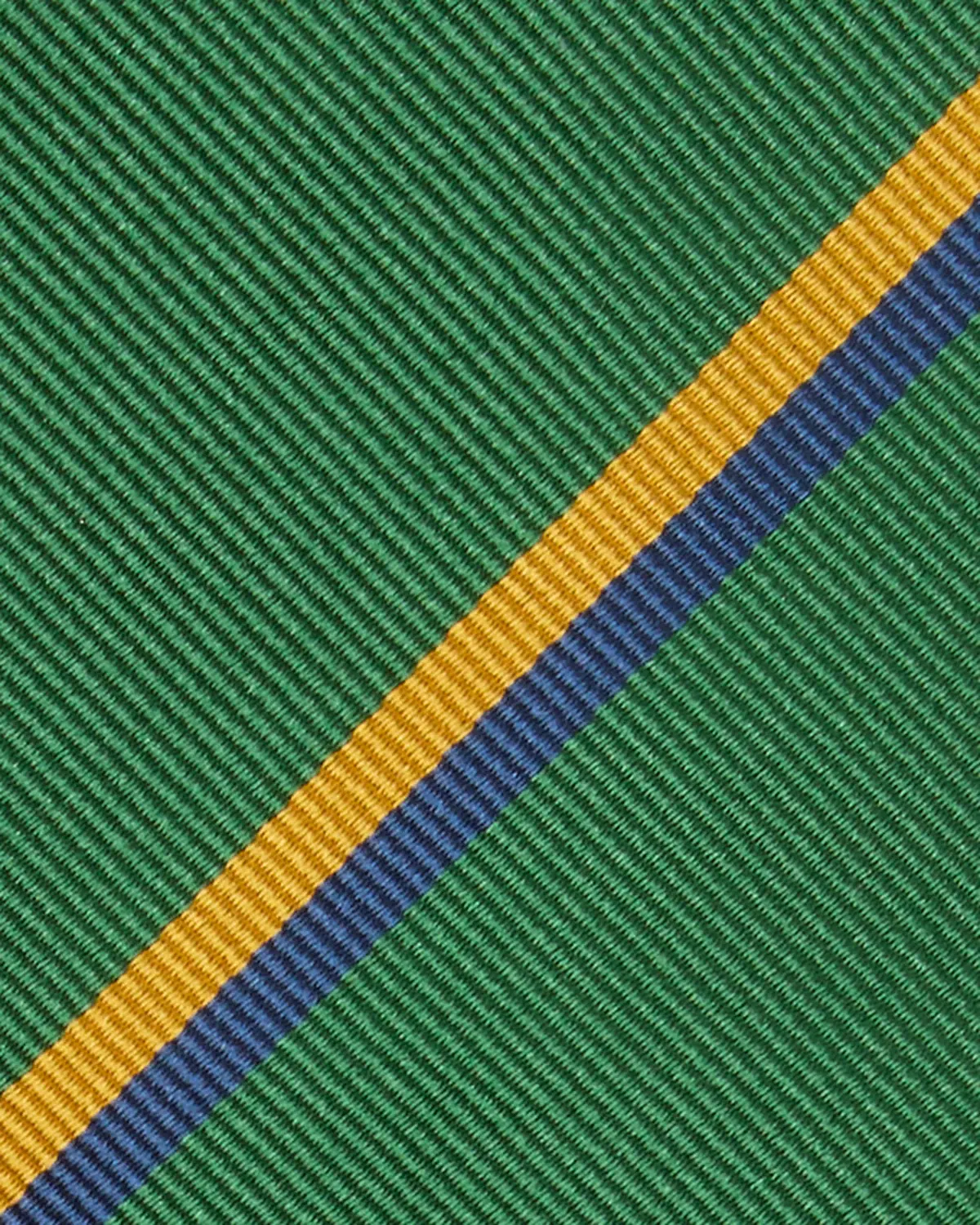 Silk Woven Tie In Green/Yellow/Navy Stripe 2