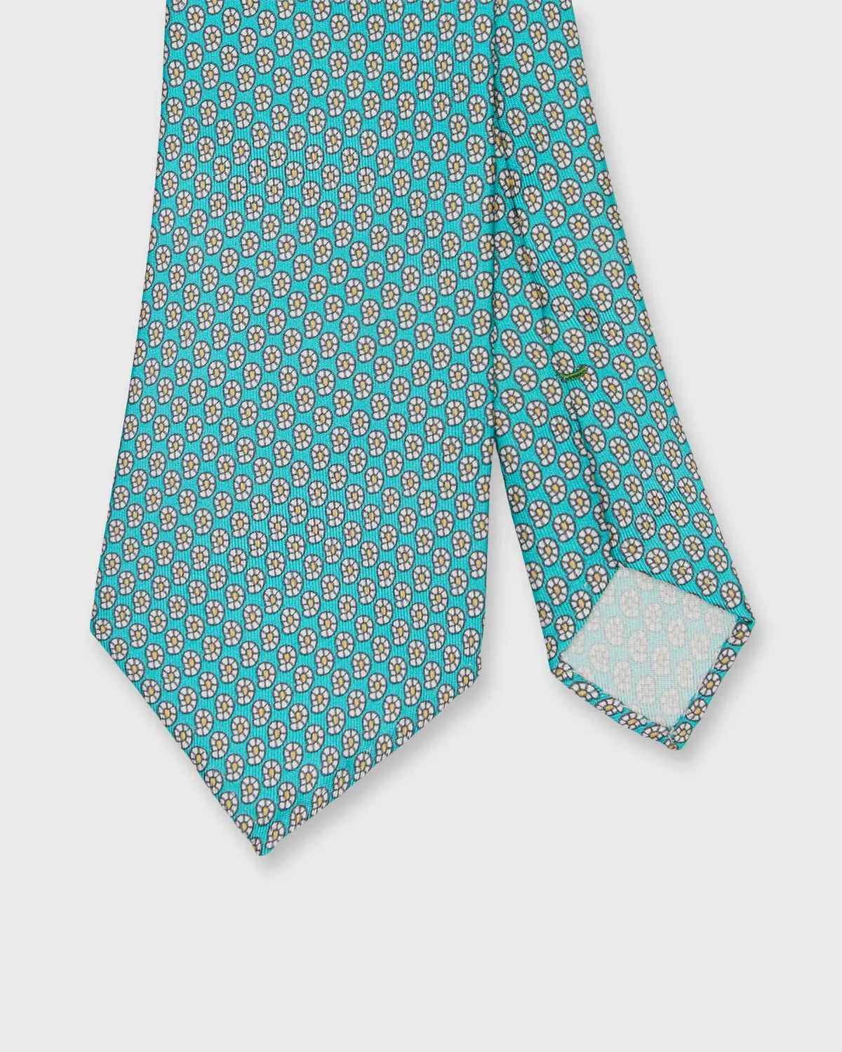 Silk Print Tie In Seafoam/Bone/Yellow Paisley 1