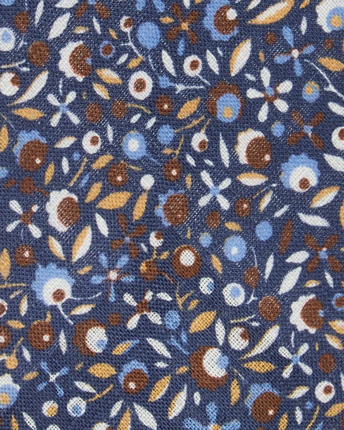 Linen Print Tie In Navy/Brown Floral 2
