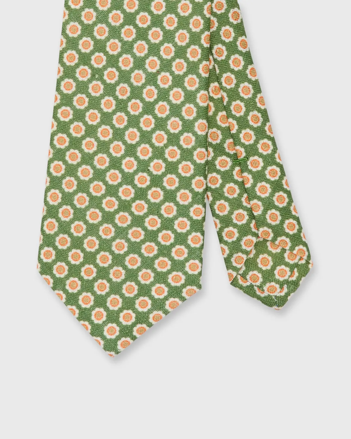 Linen Print Tie In Green/Butter/Orange Flower 1
