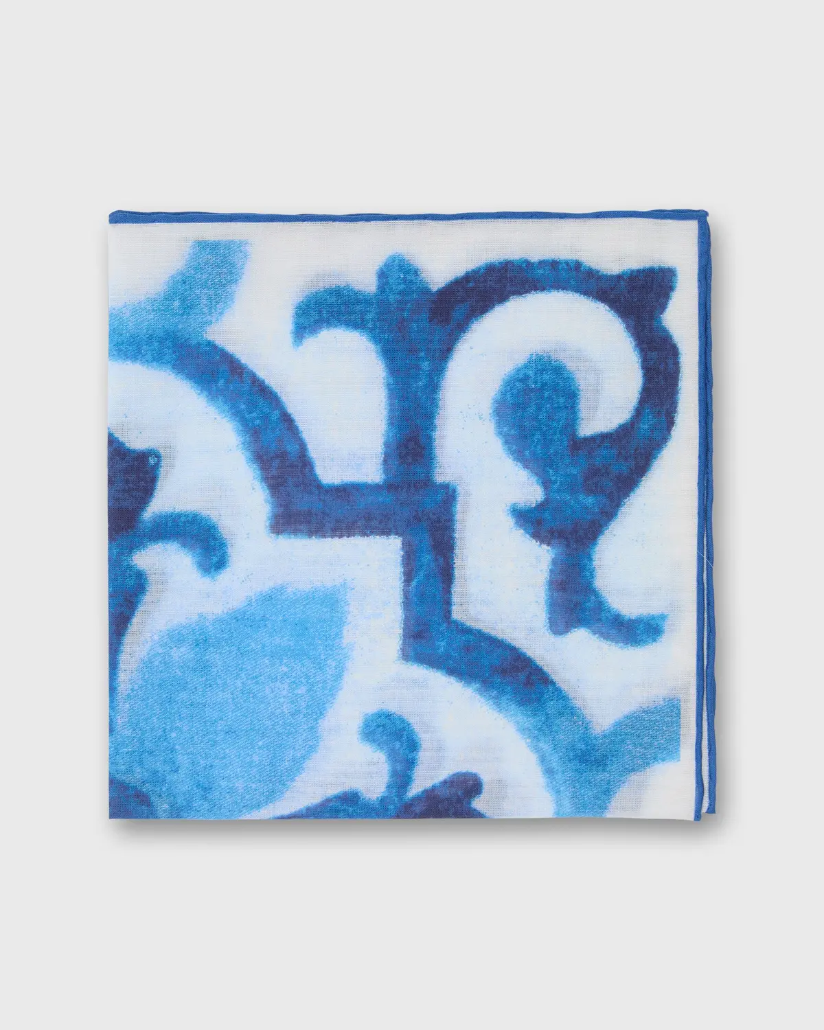 Cotton Print Pocket Square In Navy Tapestry 1