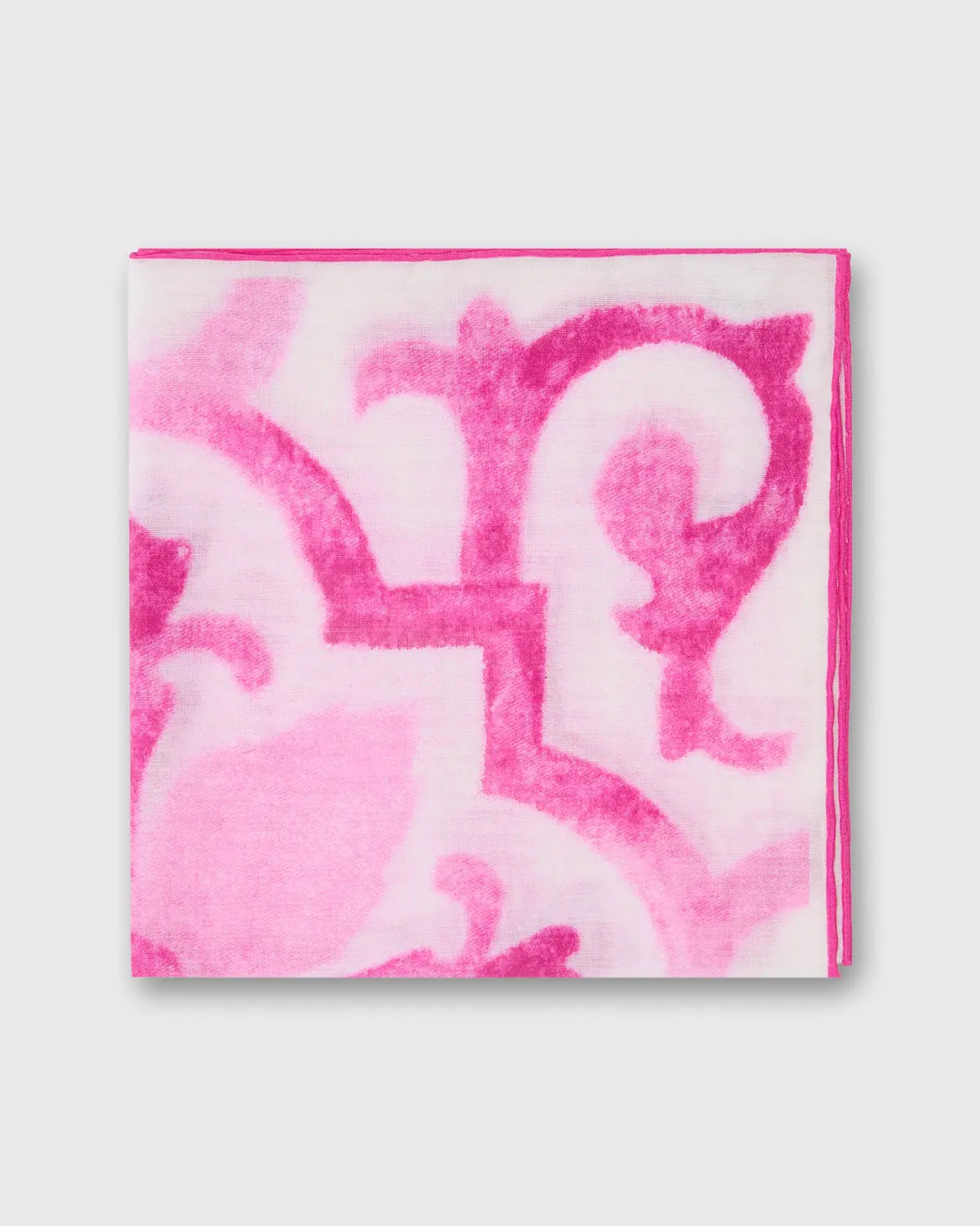 Cotton Print Pocket Square In Pink Tapestry 1