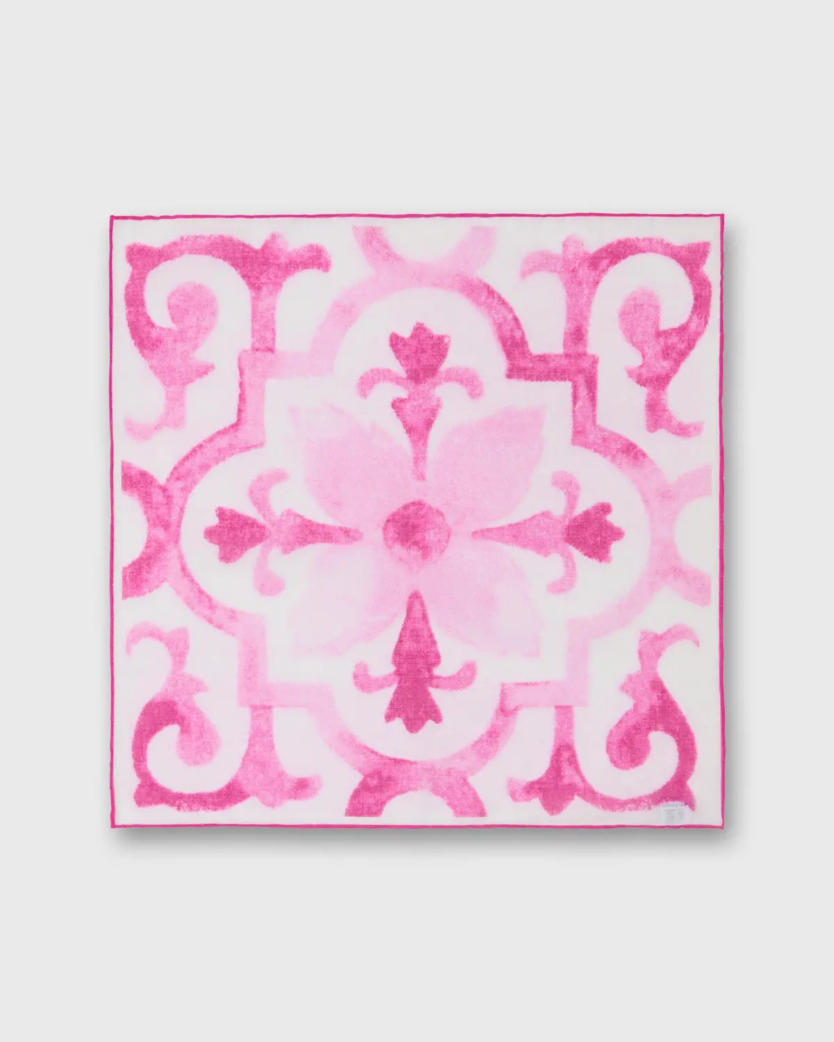 Cotton Print Pocket Square In Pink Tapestry 2