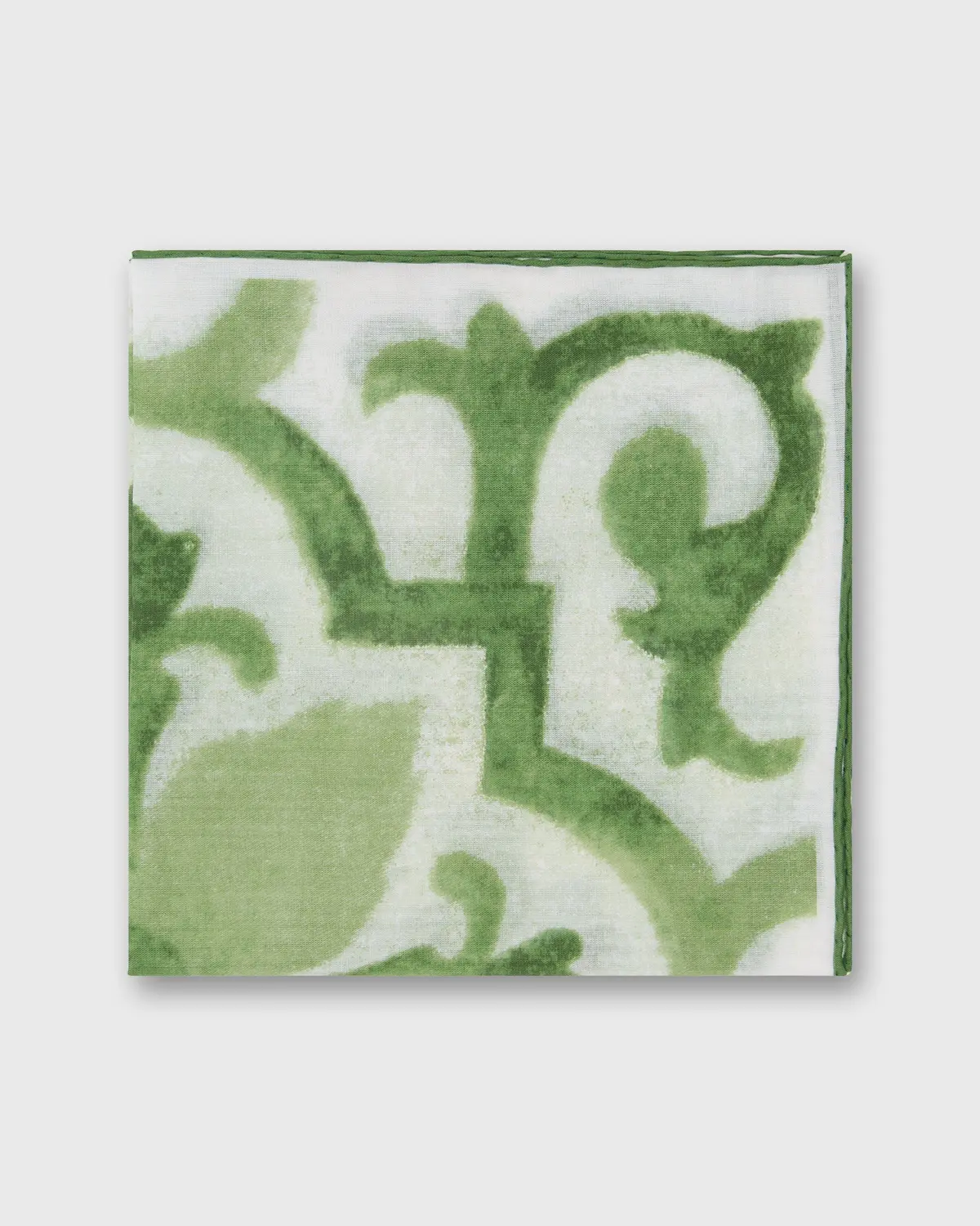 Cotton Print Pocket Square In Green Tapestry 1