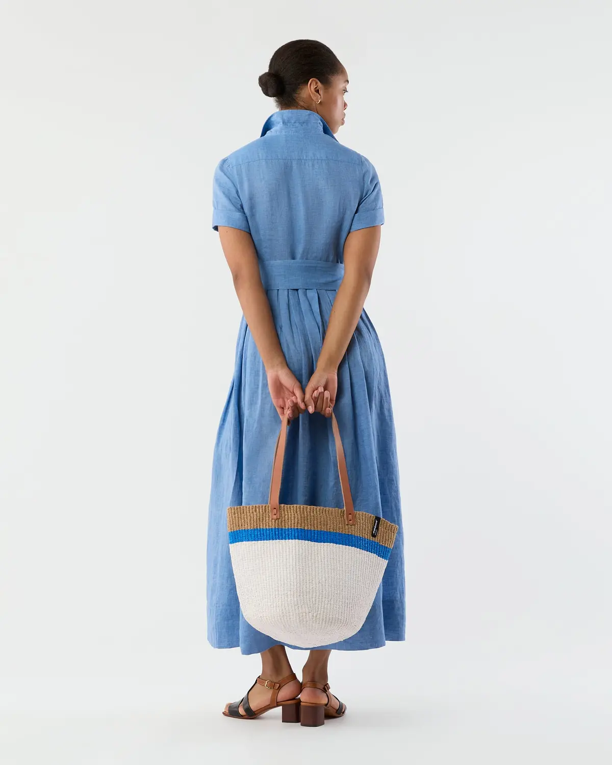 Kiondo Shopper Basket In Top Stripe Blue 2