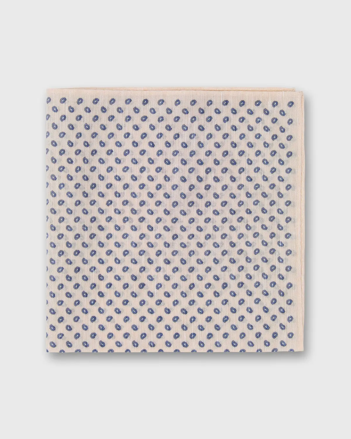 Cotolino Print Pocket Square In Bone/Navy Mini Paisley 1