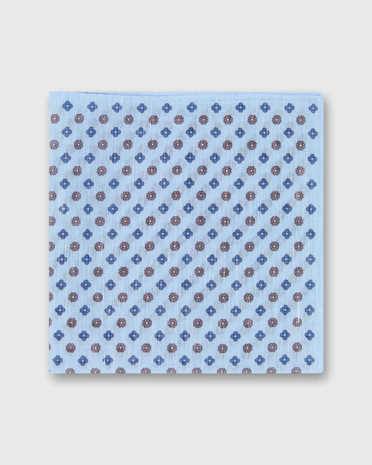 Cotolino Print Pocket Square In Mist/Navy/Smoke Flower 1