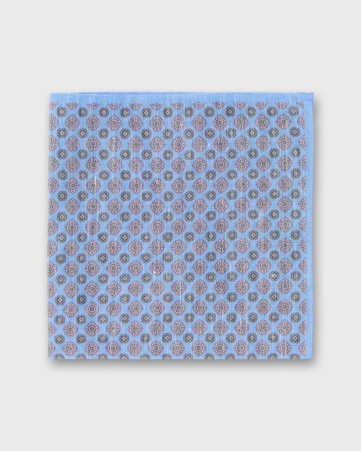 Cotolino Print Pocket Square In Periwinkle/Pink/Smoke Foulard 1
