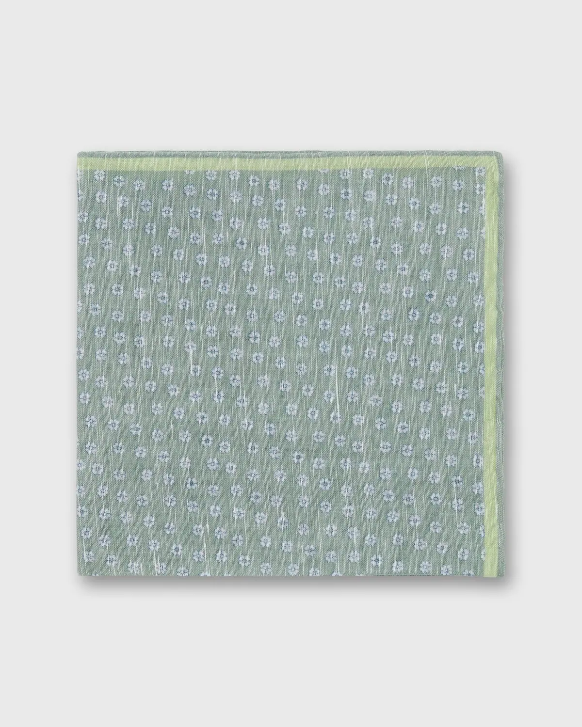 Linen/Cotton Print Pocket Square In Sage/Bone/Clover Multi Flower 1