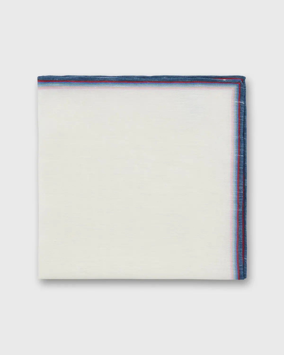 Linen/Cotton Print Pocket Square In Multi Stripe Border 1