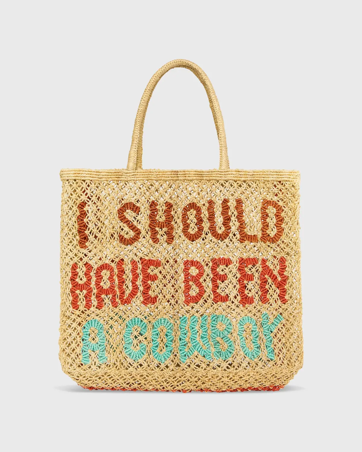 Large I Should Have Been A Cowboy Tote In Mustard/Brown/Spice/Aqua 1