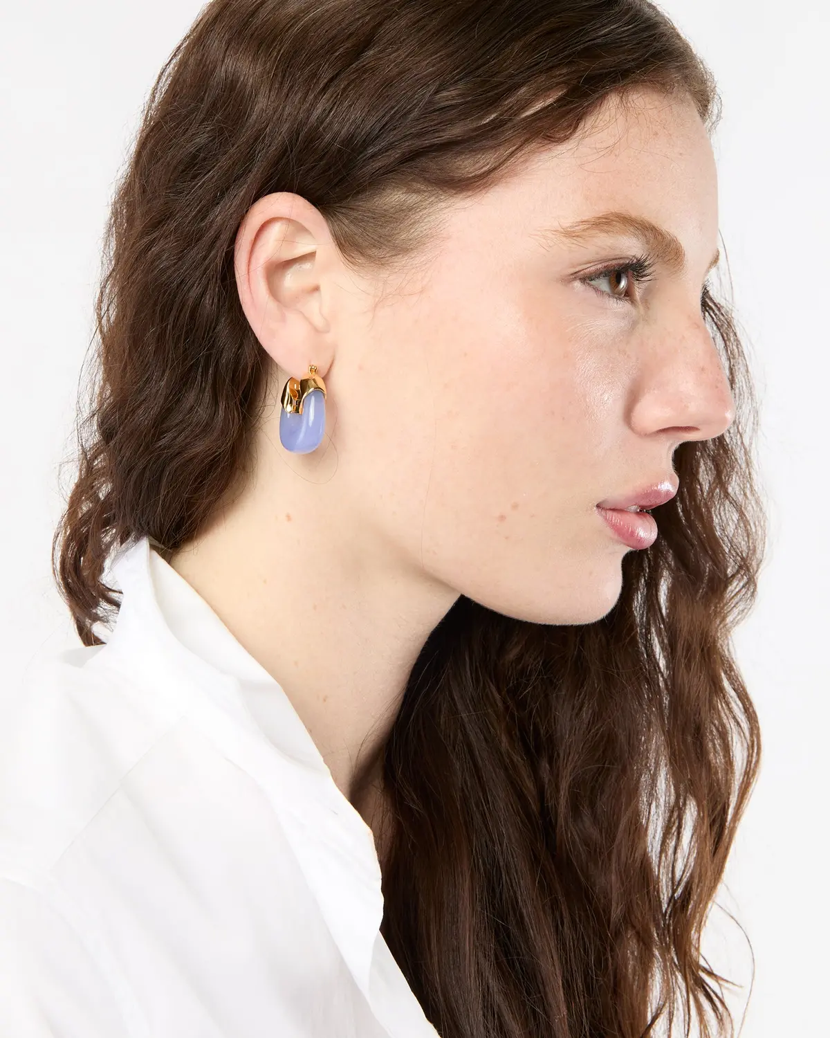 Mini Organic Hoop Earrings In Periwinkle 2