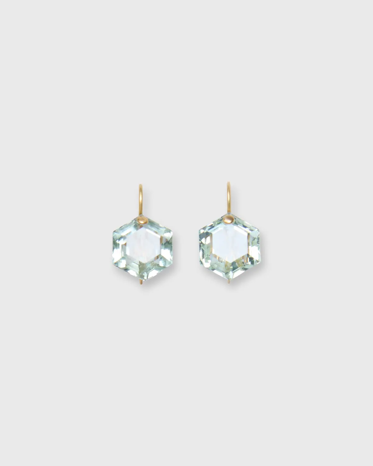 Hexagon Earrings In Green Quartz 1