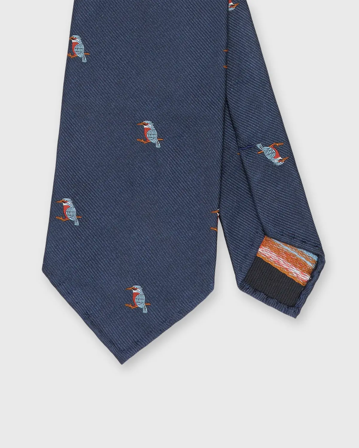 Silk Club Tie In Navy/Ice/Red Kingfisher 1
