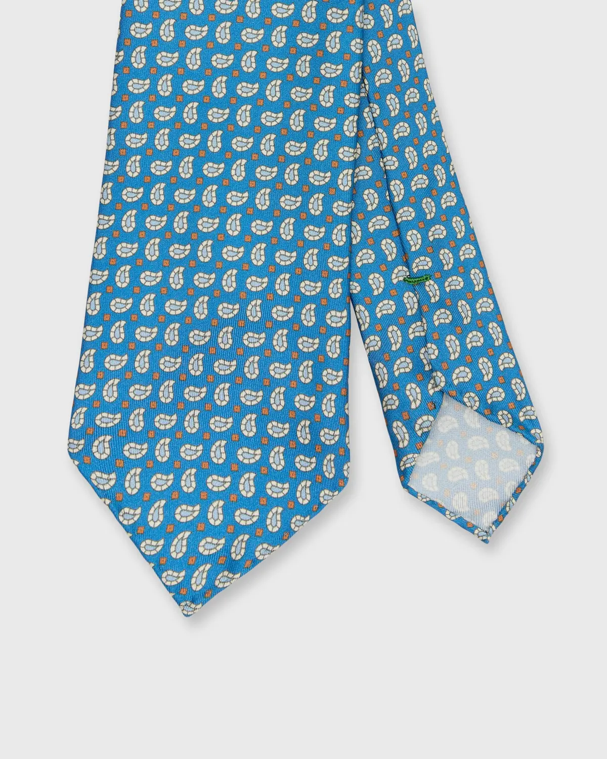 Silk Print Tie In Blue/Light Blue/Havana Paisley 1