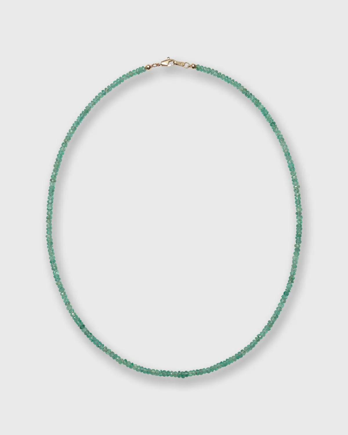 Tiny Beaded 14K Gold Necklace In Emerald 1