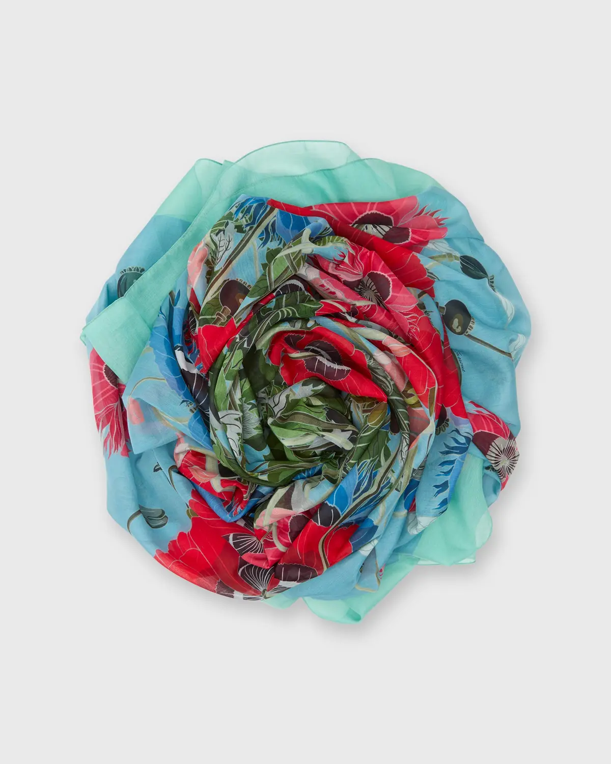Cotton/Silk Scarf In Poppies 1