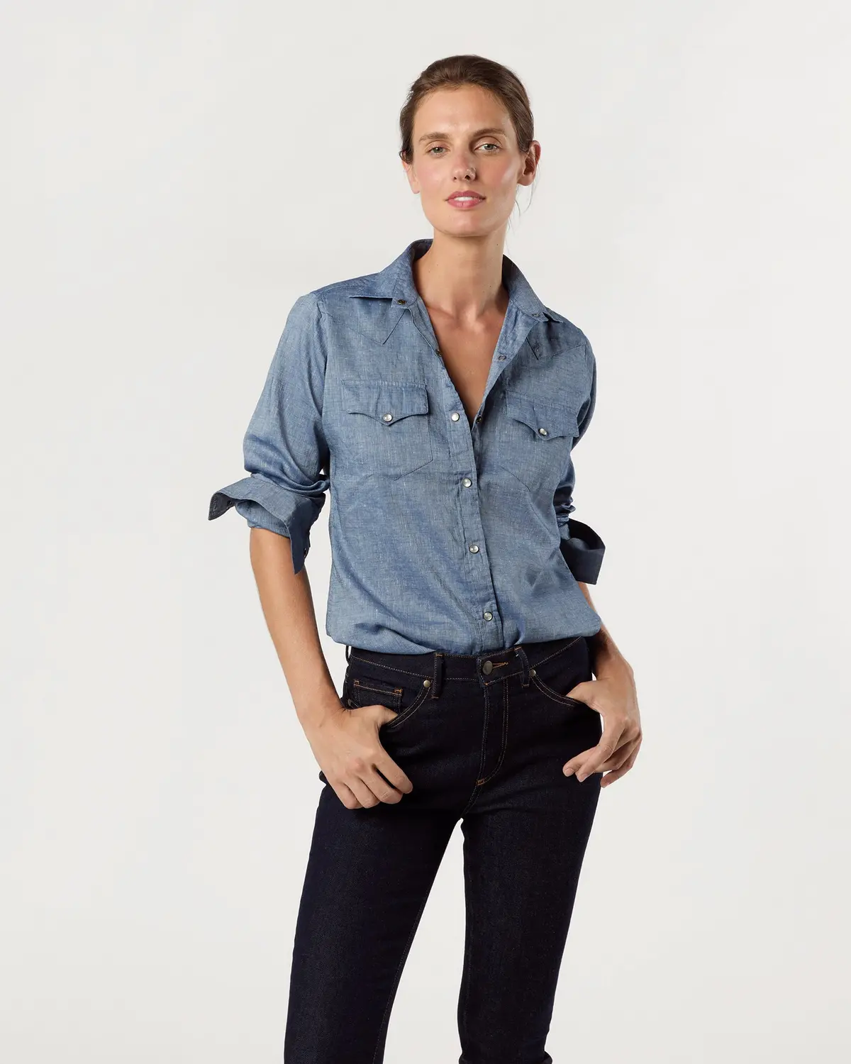 Western Shirt In Indigo Cotolino Chambray 2