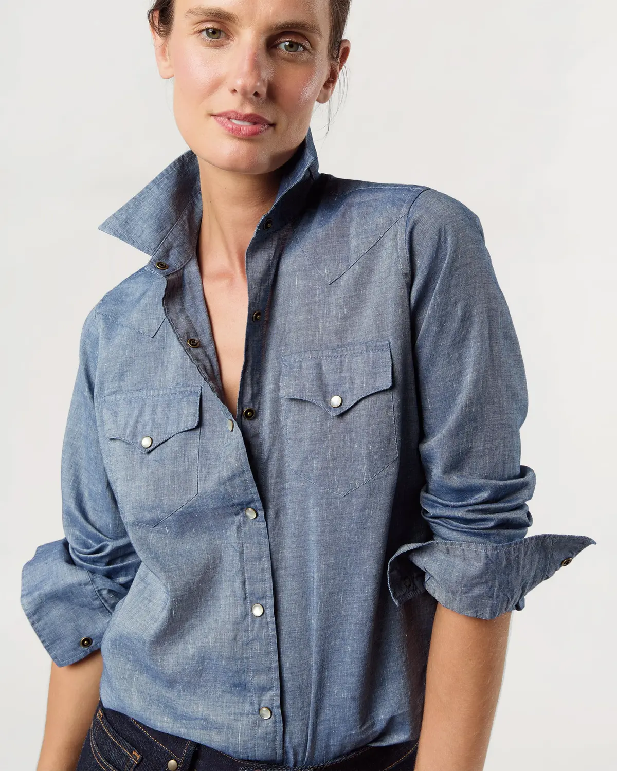 Western Shirt In Indigo Cotolino Chambray 1