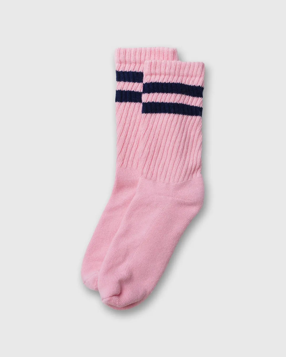 Retro Double Stripe Socks In Light Pink 1