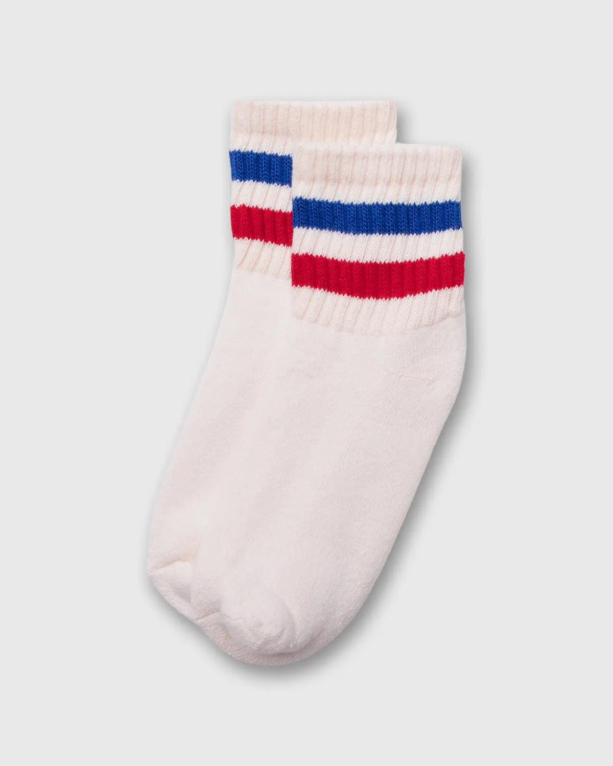 Retro Stripe Quarter Crew Socks In Royal/Red 1
