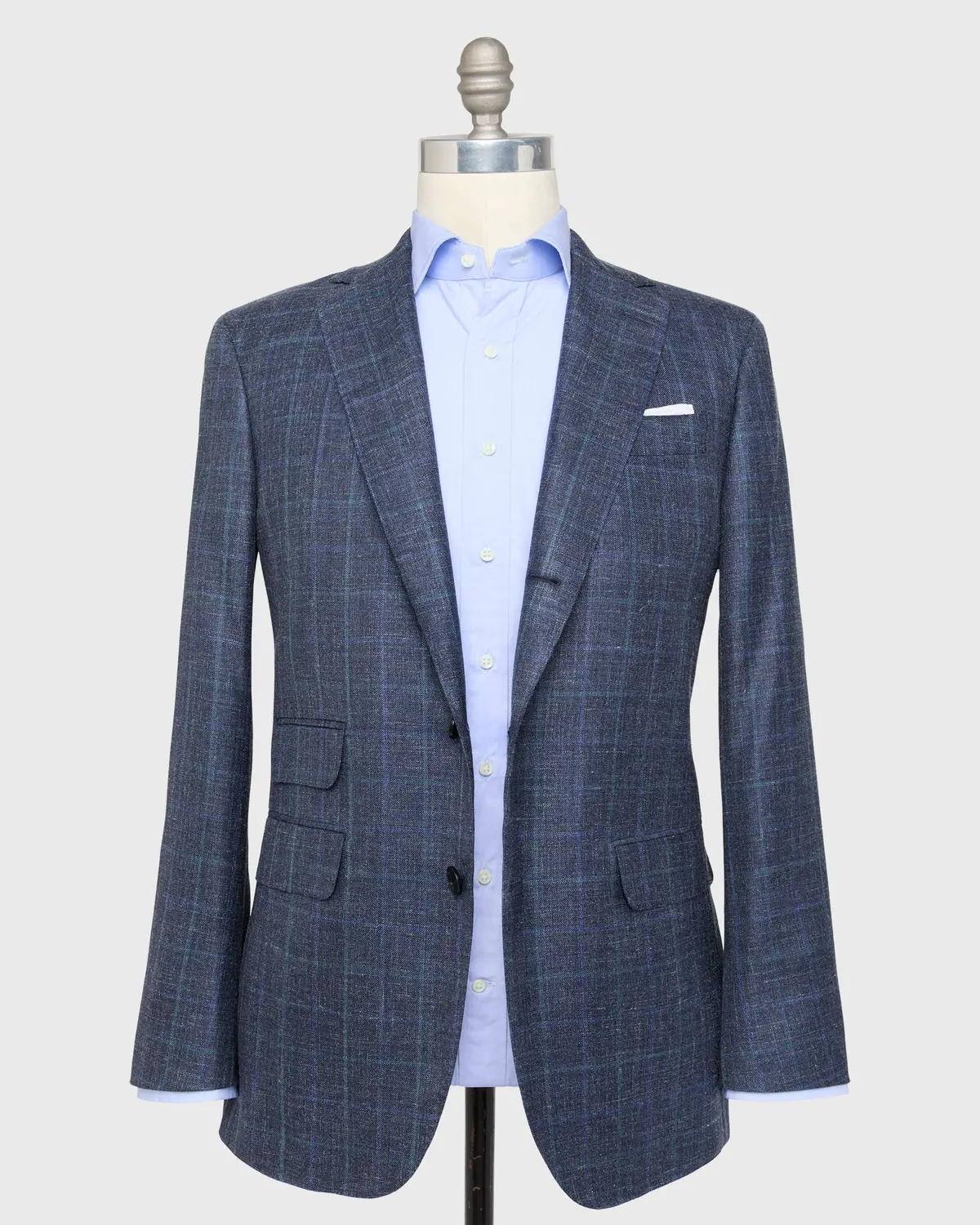 Virgil No. 2 Jacket In Navy/Blue/Aegean Windowpane Twill 3