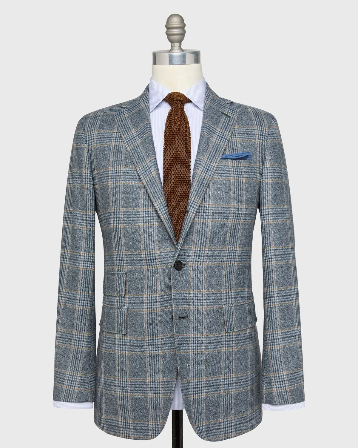 Virgil No. 4 Jacket In Navy/Tan/Bone Plaid Brushed Sharkskin 1