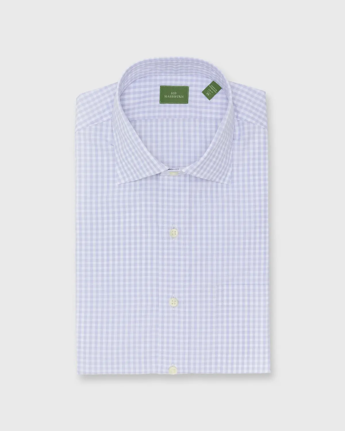 Spread Collar Dress Shirt In Lavender Gingham Poplin 1