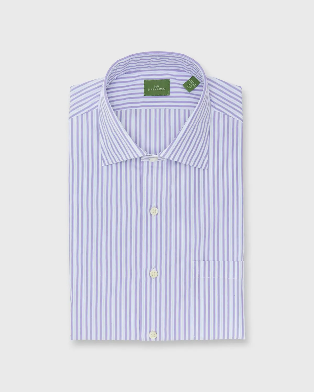 Spread Collar Dress Shirt In Lavender/Sky Stripe Poplin 1