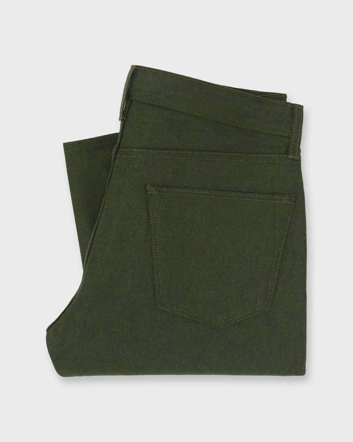 Slim Straight Jean In Olive Selvedge Denim 1