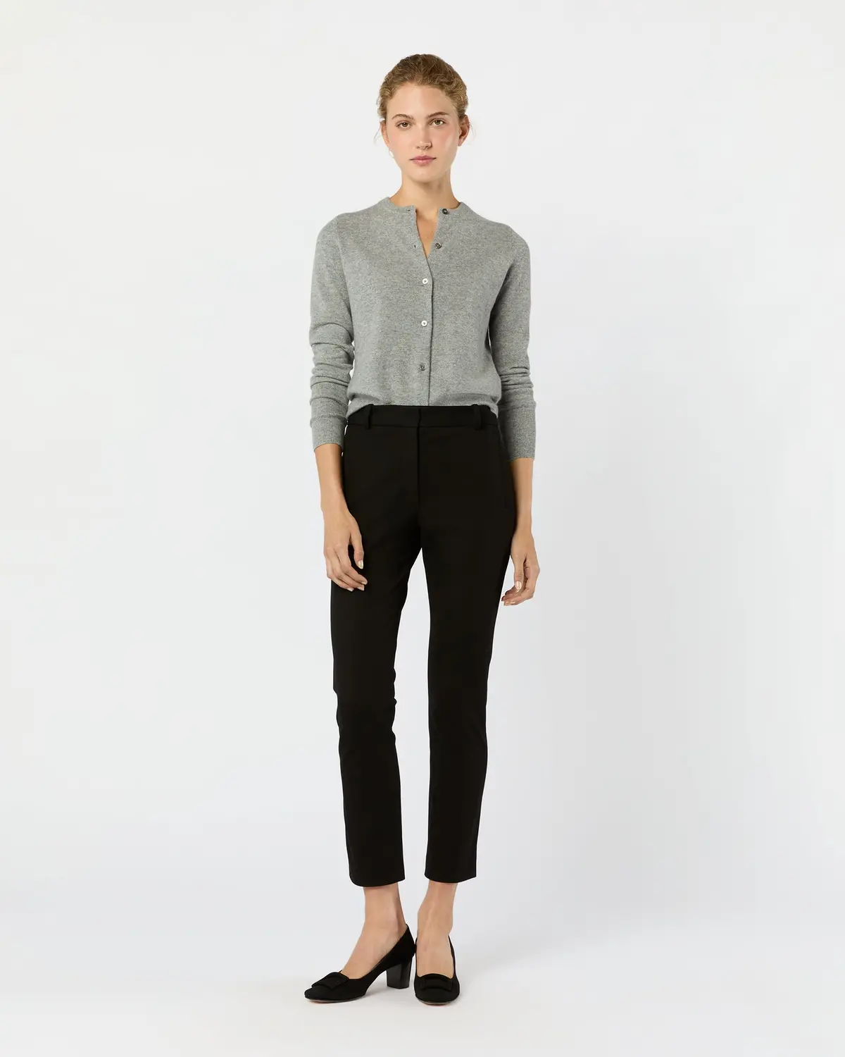 Rosie Cardigan In Mid Heather Grey Cashmere 2