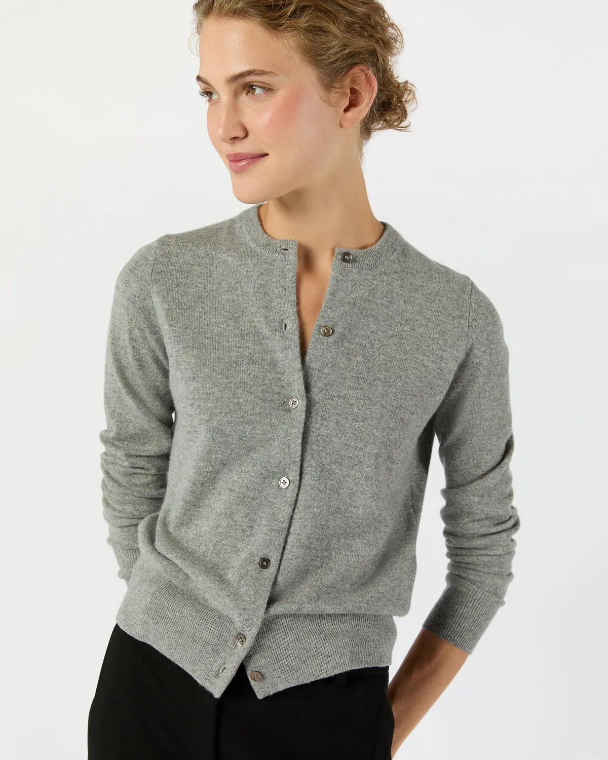 Rosie Cardigan In Mid Heather Grey Cashmere 3