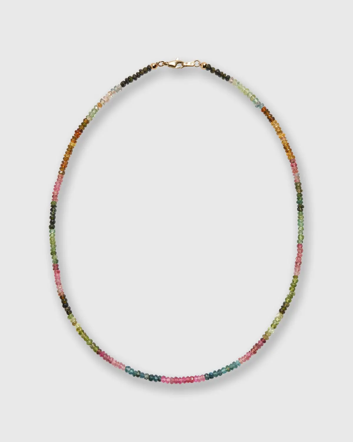 Tiny Beaded 14K Gold Necklace In Rainbow Tourmaline 1