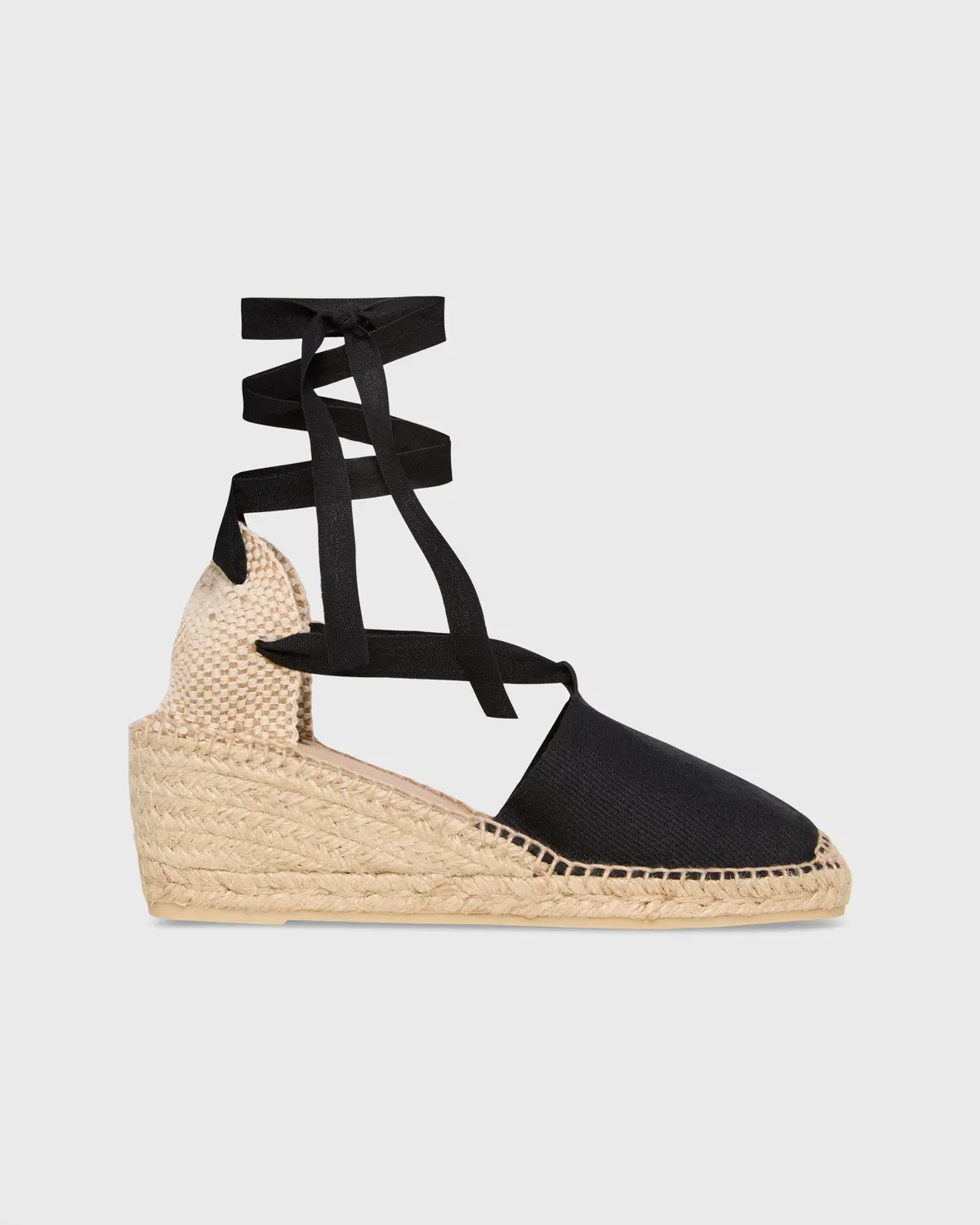 Pia High Espadrille In Black Canvas 1