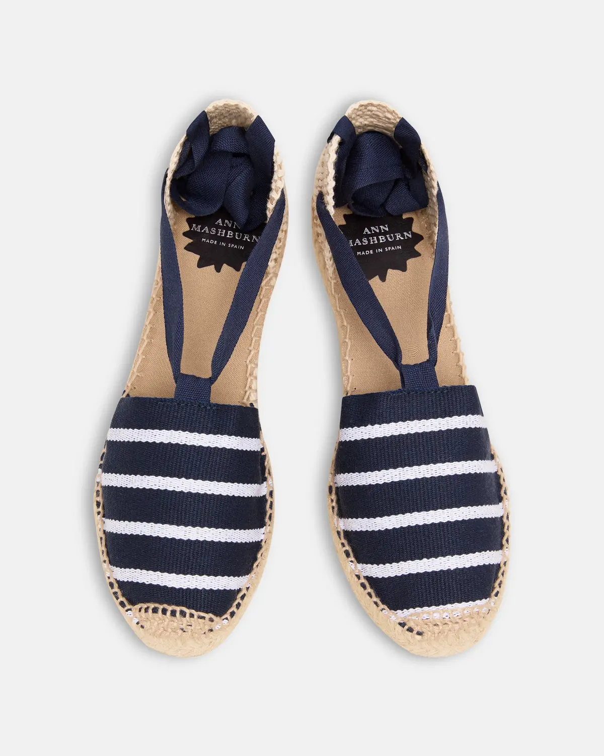 Pia High Espadrille In Navy/White Stripe Canvas 2