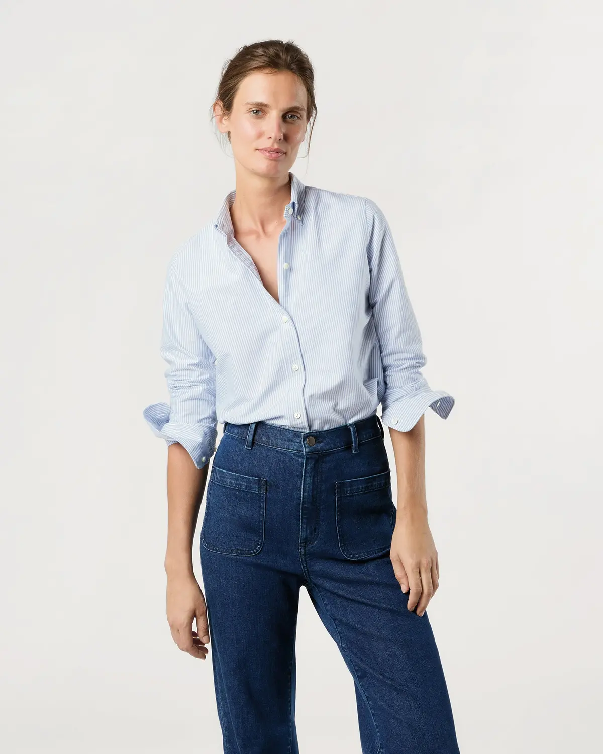 Schoolgirl Shirt In Blue University Stripe Oxford 1