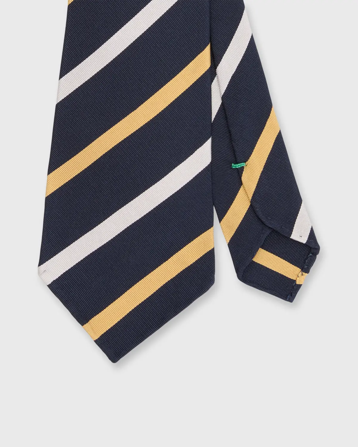 Silk/Cotton Mogador Tie In Navy/Bone/Yellow Stripe 1